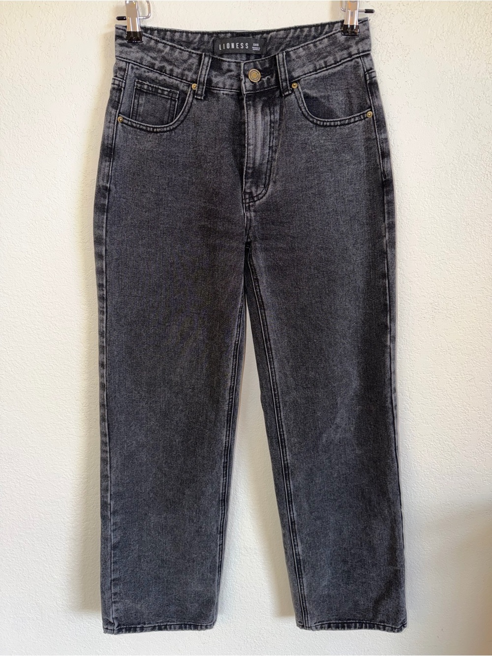 Lioness Washed Black Wide Leg Jeans